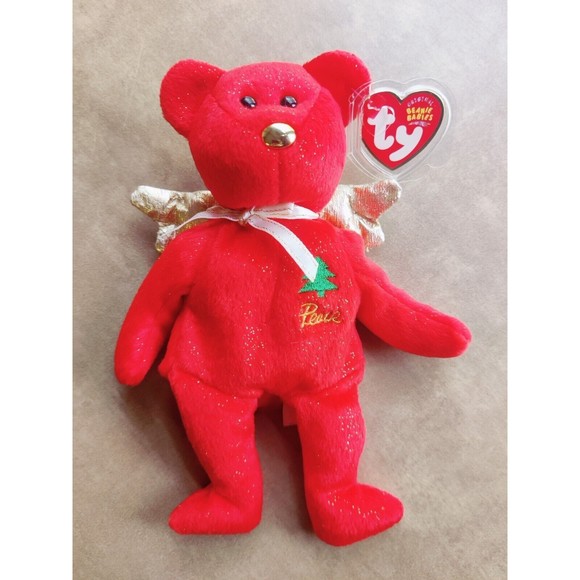 TY Beanie Baby Gift The Red Angel Bear Tags & Protector 2004 Christmas Holiday - Picture 5 of 5